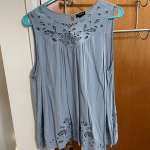 Torrid Light Blue Eyelet Challis Babydoll Blouse